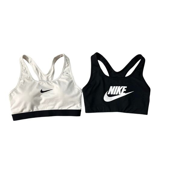 2 Nike Dri-Fit Sportsbras Black and White - Size S - Picture 1 of 3